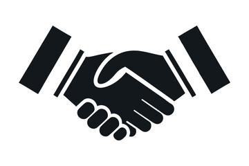 Black and White Handshake Silhouette Vector Illustration, Business Partnership, Agreement Symbol