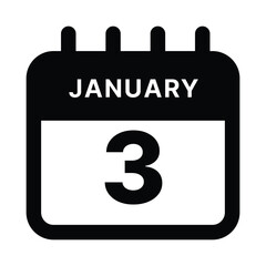 January 3 calendar icon design vector illustration