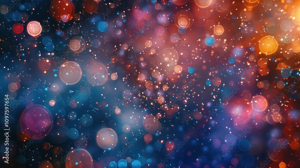 Aufkleber abstract bokeh background with vibrant colors and sparkles.