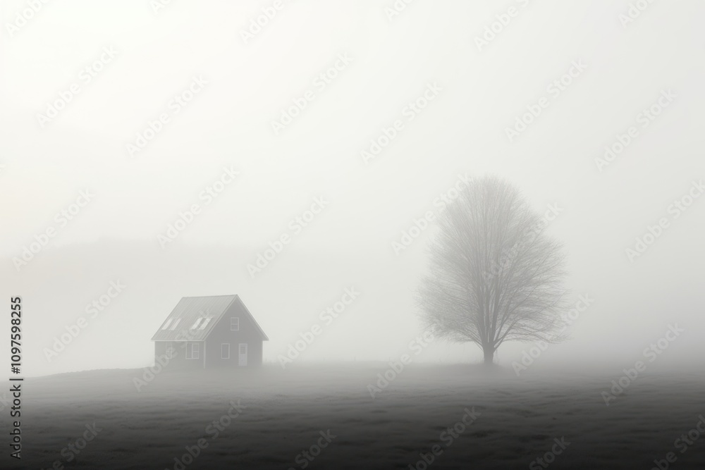 Canvas Prints Minimalist house mist architecture building.