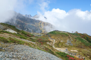 Happo Alpen Line Nature trail, Hakuba, Nagano, Japan, Scenic mountain landscape with clouds