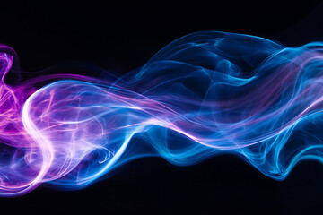Fototapeta premium Colorful smoke swirling in abstract patterns creating a mesmerizing visual effect at night