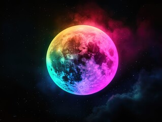 Fototapeta premium Full moon in cloudy night sky