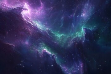 Obraz premium Vibrant cosmic nebula displaying swirling colors and celestial patterns in deep space