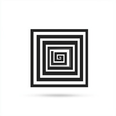 Black and White Spiral Square Illusion Optical Art Graphic Design