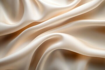 Fototapeta premium Elegant Smooth Soft Cream Beige Satin Silk Fabric for Luxury Fashion Beauty Skincare Treatment Background