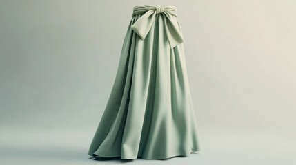 A flowy, mint-green skirt with a bow, showcasing elegant fabric and a sophisticated design, perfect for formal occasions or stylish outings.