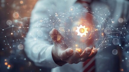 Business Process Management Workflow Automation Gear Icon Touch Interface