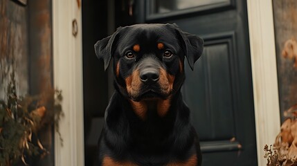Obraz premium Majestic Rottweiler at the Doorstep