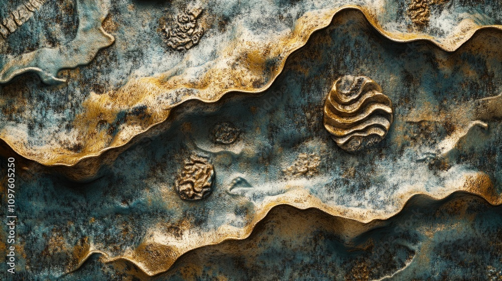 Poster a detailed shot of a weathered and rusted steel surface, highlighting the intricate patterns and tex