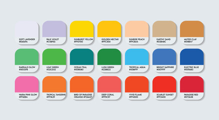 Bird of Paradise Color Palette, Bird of Paradise Flower Color Guide Palette with Color Names. Catalog Samples of Bird of Paradise HEX codes. Bird of Paradise variations, Fashion Trend Color Palette