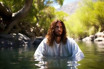 Fototapeta premium Jesus Christ portrait outdoors nature.