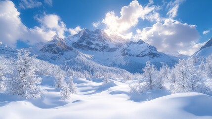 Fototapeta premium Breathtaking winter wonderland with snow-capped