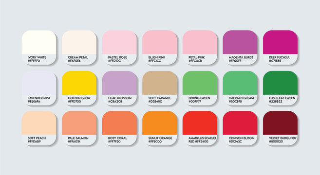 Amaryllis Color Palette, Amaryllis Flower Color Guide Palette with Color Names. Catalog Samples of Amaryllis HEX codes. Amaryllis variations, Fashion Trend Halloween design Color Palette element