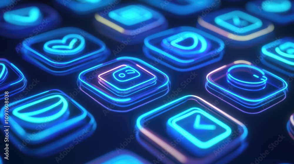 Aufkleber AI-driven chat icons illuminated on a digital background, symbolizing the power of machine learning in messaging apps.
