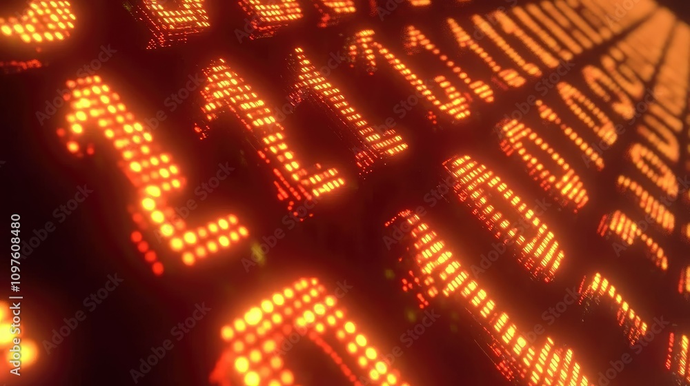 Poster Close-up shot of glowing 3D binary digits floating on a digital screen, showcasing advanced technology and data transfer.