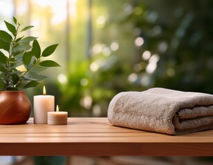 A tranquil spa setting with natural elements and warm lighting, inviting you to unwind and relax