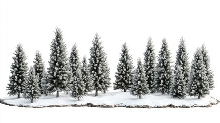 Naklejka premium Snowy Evergreen Landscape with Pine Trees in Winter Setting