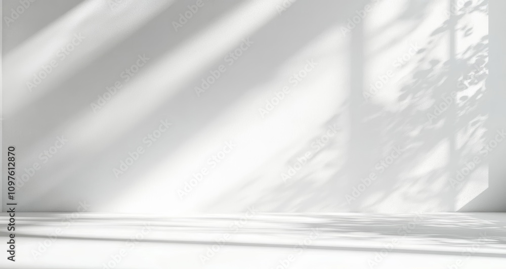 Poster minimalist white wall with soft light and shadow for abstract background creation