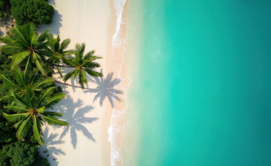 Tropical Beach Aerial View with Palm Trees