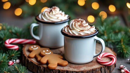 Christmas Hot Chocolate, Festive Mugs, Whipped Cream, Gingerbread