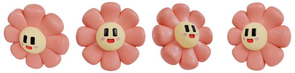 Cute Flower Character 3D Isolated