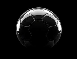 Fototapeta premium Glossy Black and White Soccer Ball on Dramatic Black Background