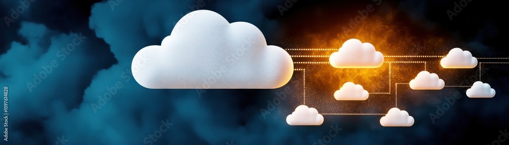 Aufkleber a graphic representation of clouds with a glowing effect, symbolizing cloud computing and data trans