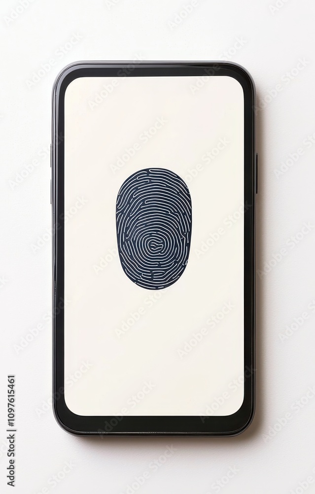Poster A smartphone displays a unique fingerprint design, emphasizing security and personalization in technology.