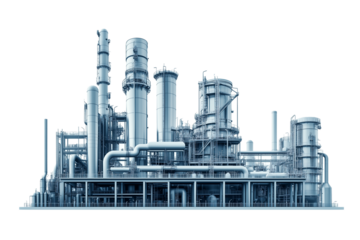 Oil refinery isolated on transparent background
