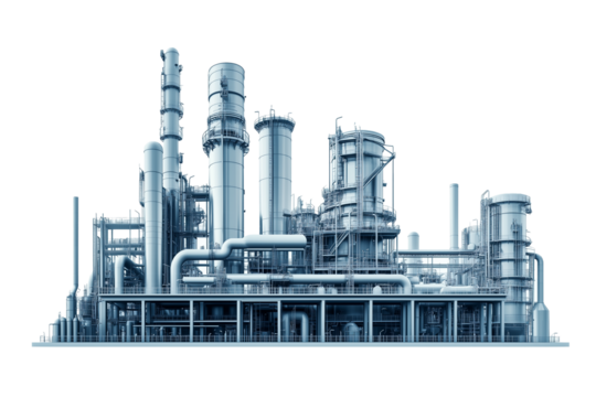 Oil refinery isolated on transparent background