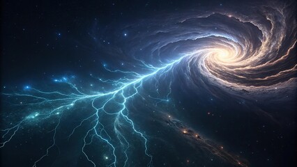 wispy strands of luminescent energy stretch and pulse through the inky blackness, shimmering threads, colorful plumes