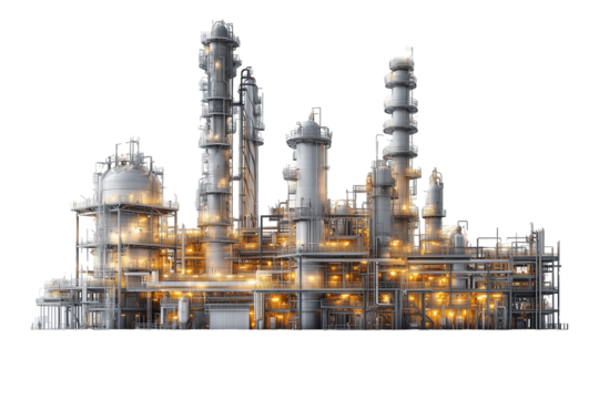 Oil refinery isolated on transparent background