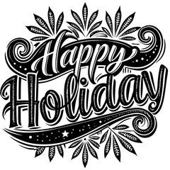 Happy Holiday illustrations vector art isolated white background