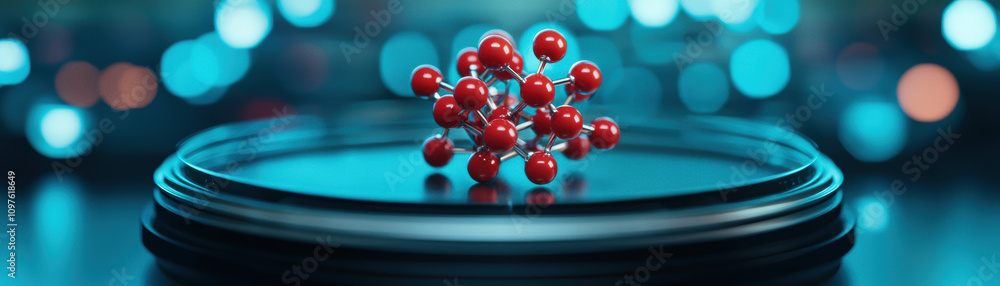 Aufkleber quantum computing education concept. a striking visualization of a molecular structure on a reflecti