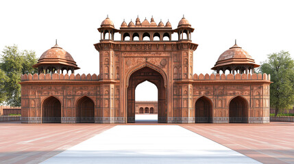 Red fort in Delhi India on transparent background
