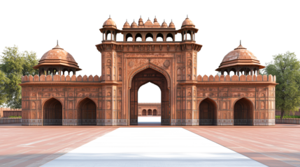 Red fort in Delhi India on transparent background