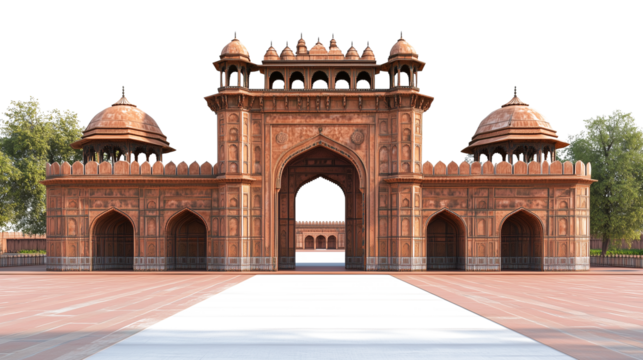 Red fort in Delhi India on transparent background