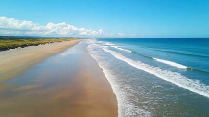 Relaxing beach view ocean shoreline aerial photography nature calm