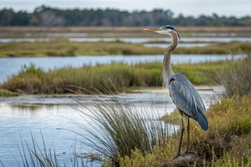 Great Blue Heron in the habitat