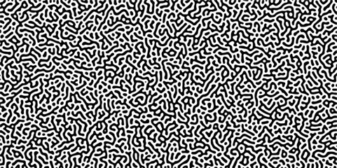 Organic seamless patterns with rounded lines Diffusion reaction background. Monochrome background of natural organic forms motion. Overlay template abstract Turing organic wallpaper background.