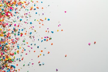Colorful confetti explosion on white background