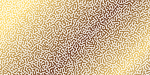 Abstract Reaction-diffusion Turing pattern natural texture golden and brown gradient color scheme. Linear design with biological algorithm psychedelic background. Reaction-diffusion or truing patter