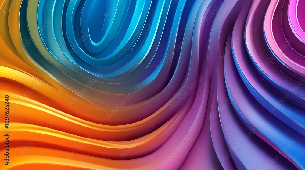 Poster vibrant digital gradient waves with fluid motion effects for tech branding and graphic design