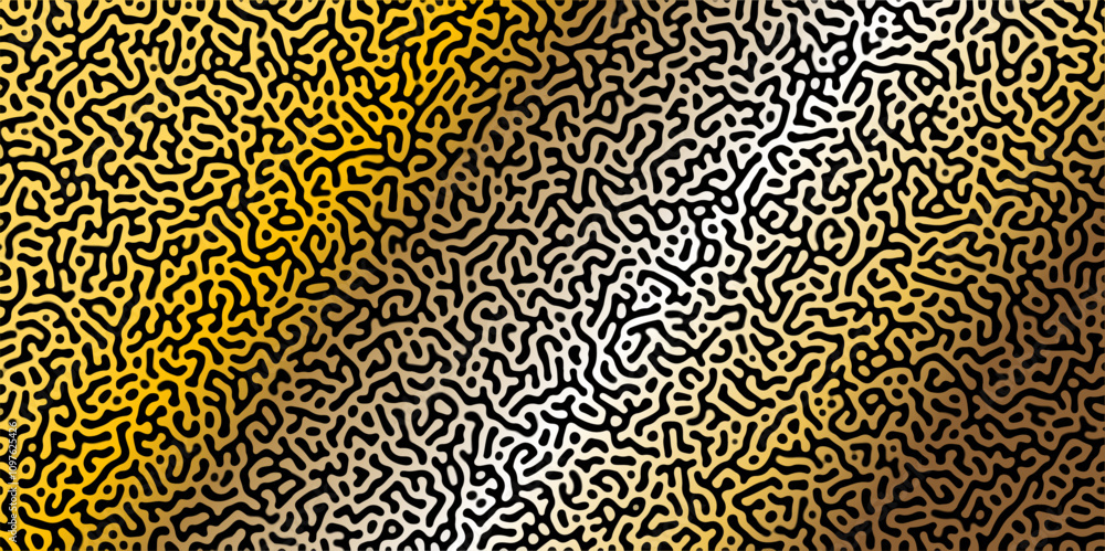 Poster abstract reaction-diffusion turing pattern natural texture golden and yellow gradient color scheme. 