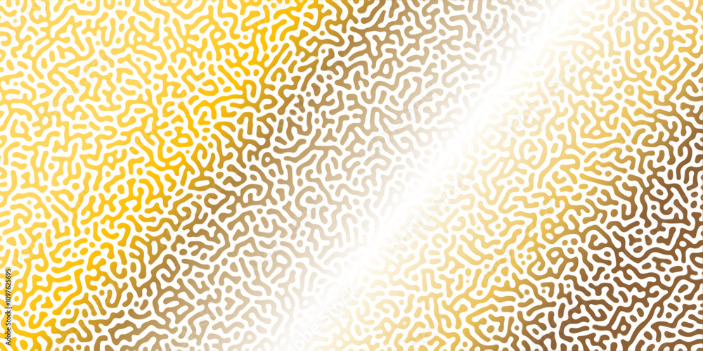 Poster abstract reaction-diffusion turing pattern natural texture golden and yellow gradient color scheme. 
