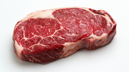 Obraz premium Juicy ribeye steak cut culinary studio food photography minimalistic setting top view gourmet cooking inspiration