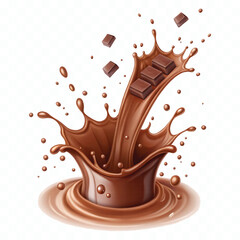 abstract 3d chocolate splash waves with drops png design