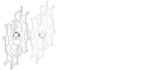 Vector Technology black circuit diagram concept. Abstract technology on white background. High-tech circuit board.