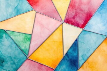 Custom Colorful Stained Glass Window with Geometric Patterns and Vibrant Hues